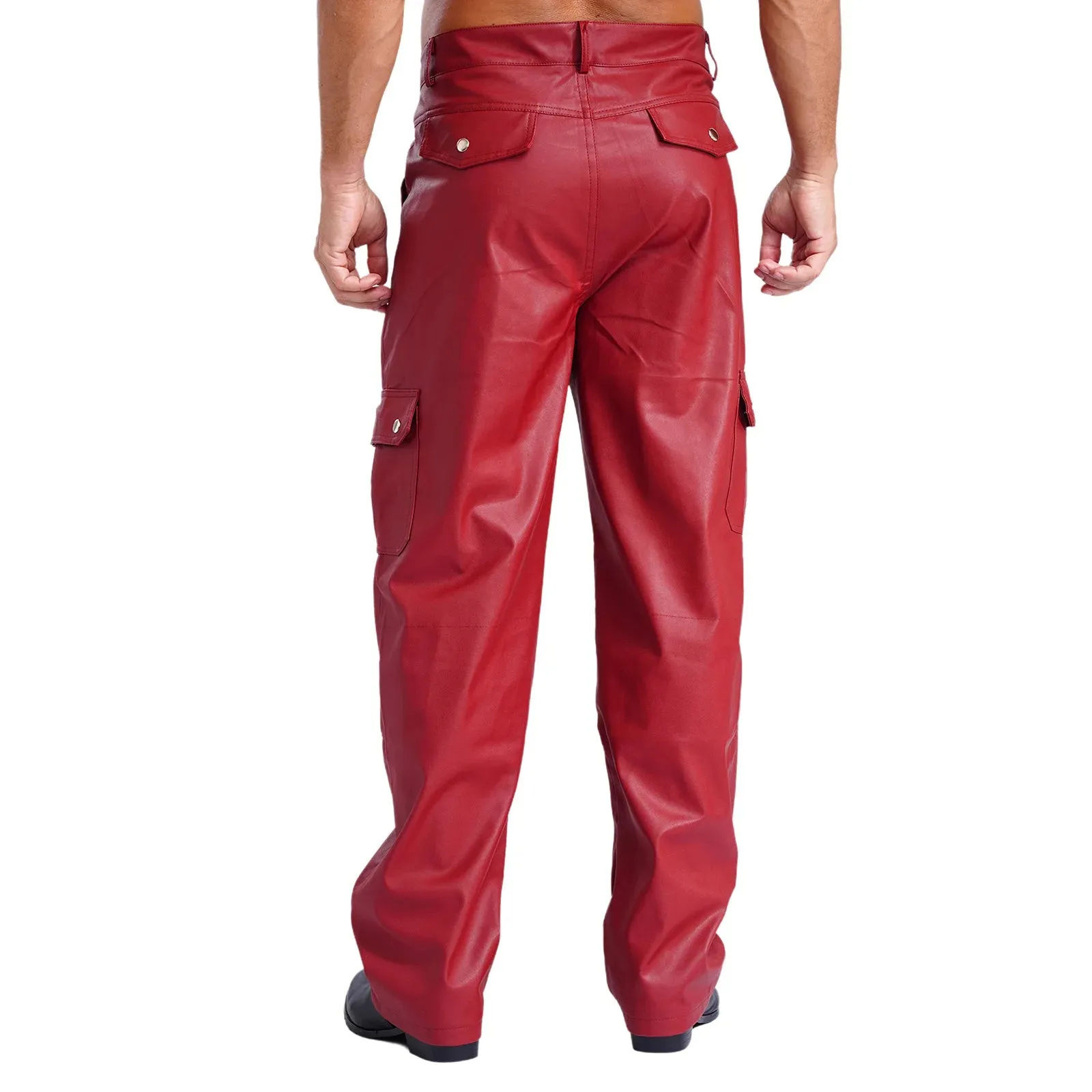 Trend4us Men's Faux Leather Cargo Pants