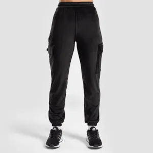 Velour Cargo Joggers (Black)