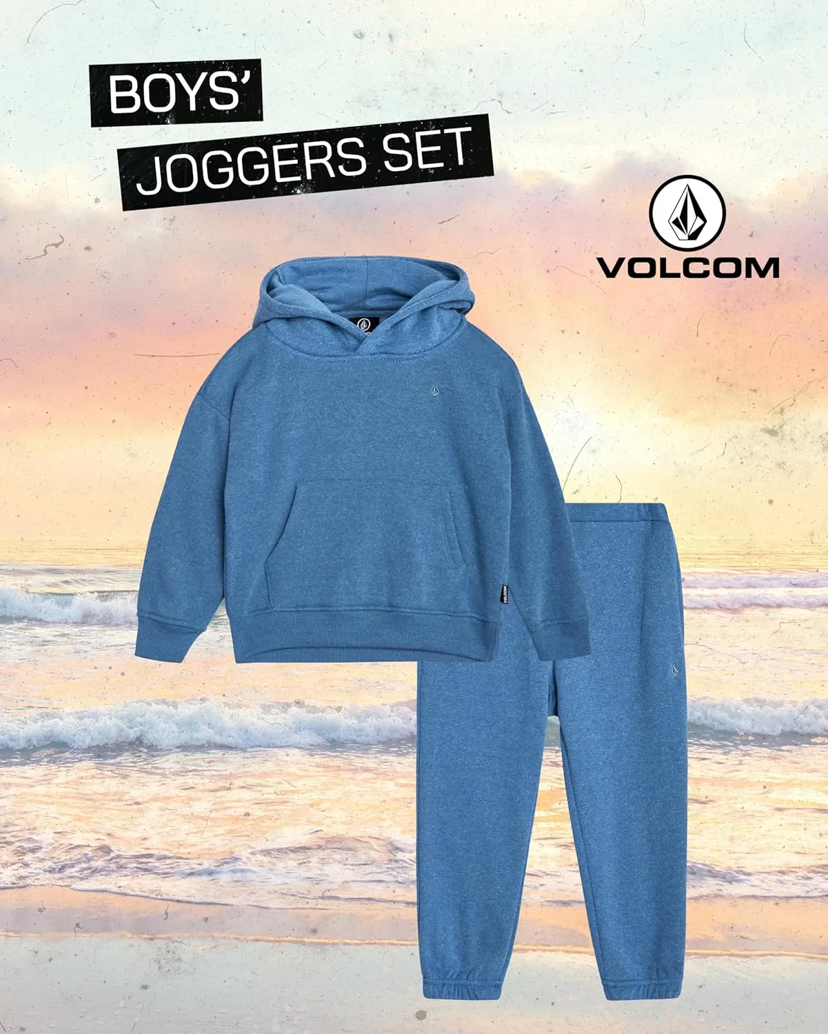 Volcom Toddler Boys Joggers Set - 2 Piece Fleece Pullover Hoodie and Jogger Pants - Matching Outfit for Little Boys (12M-7)