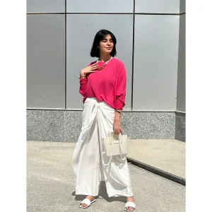 White overlay wrap pants