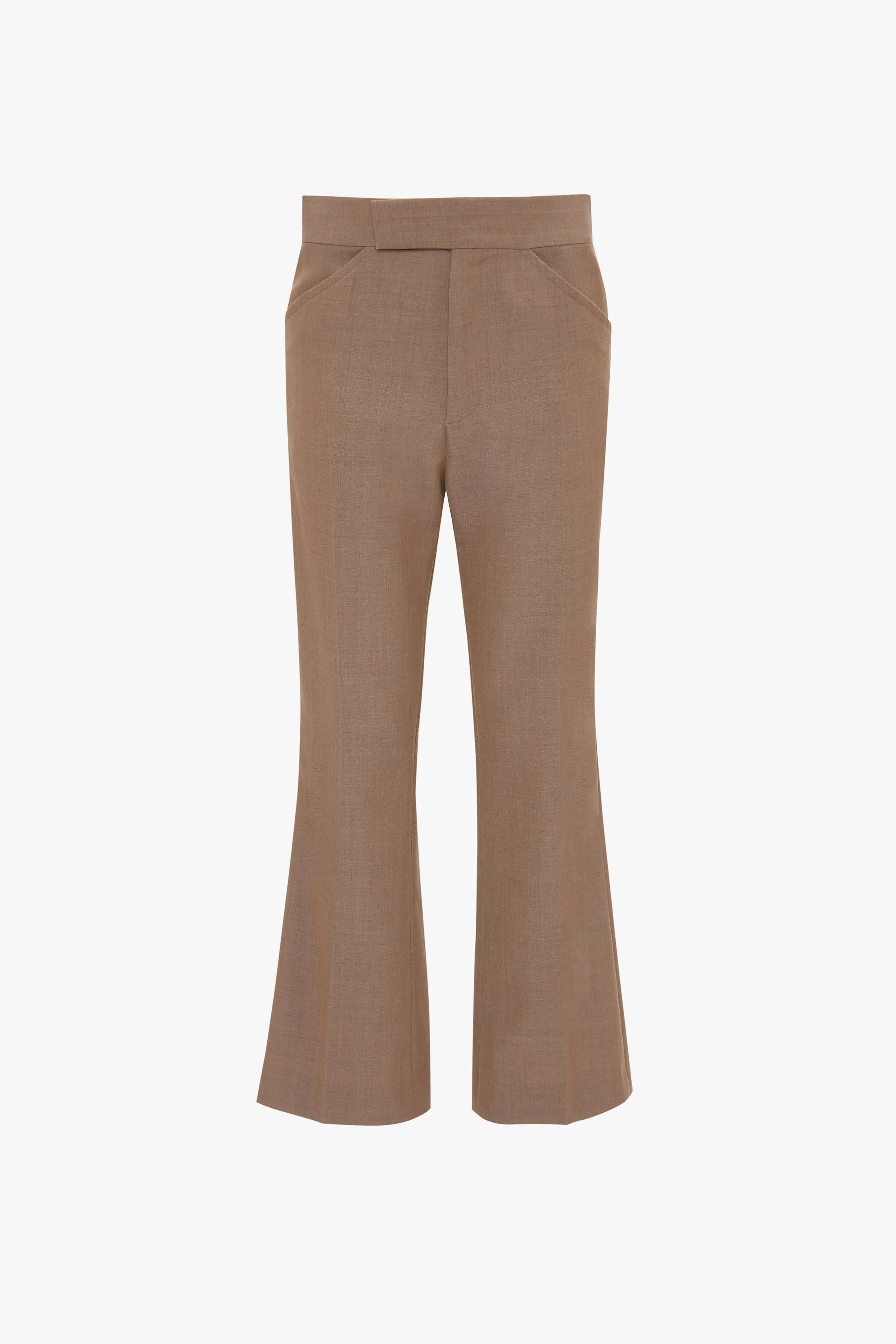 Wide Cropped Flare Trouser In Tobacco