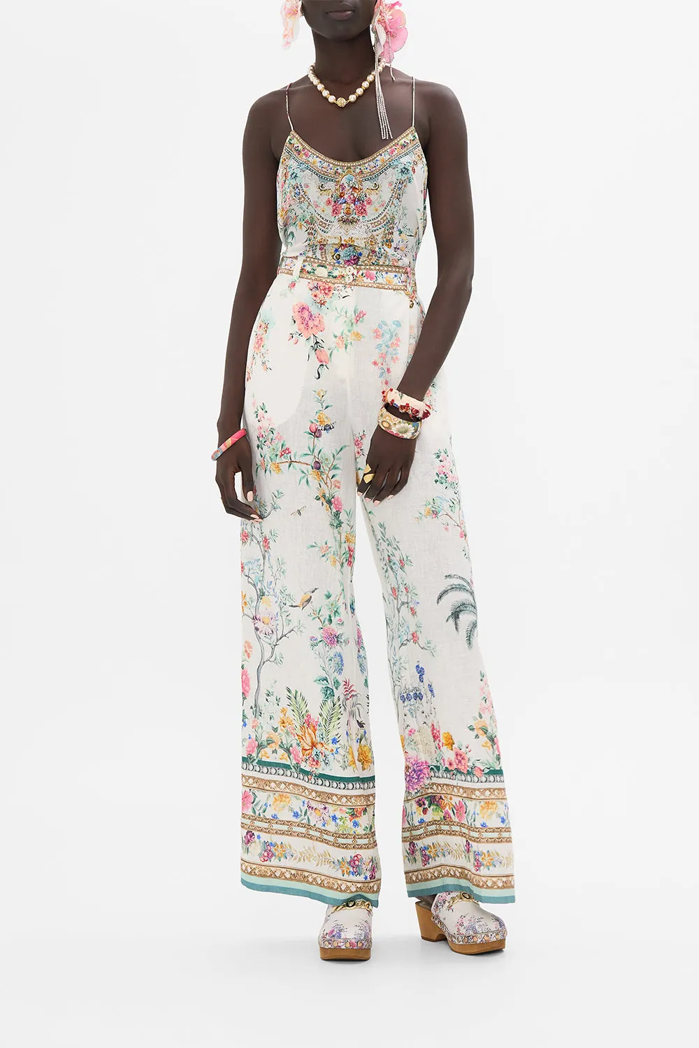 WIDE LEG WAISTED PANT PLUMES AND PARTERRES