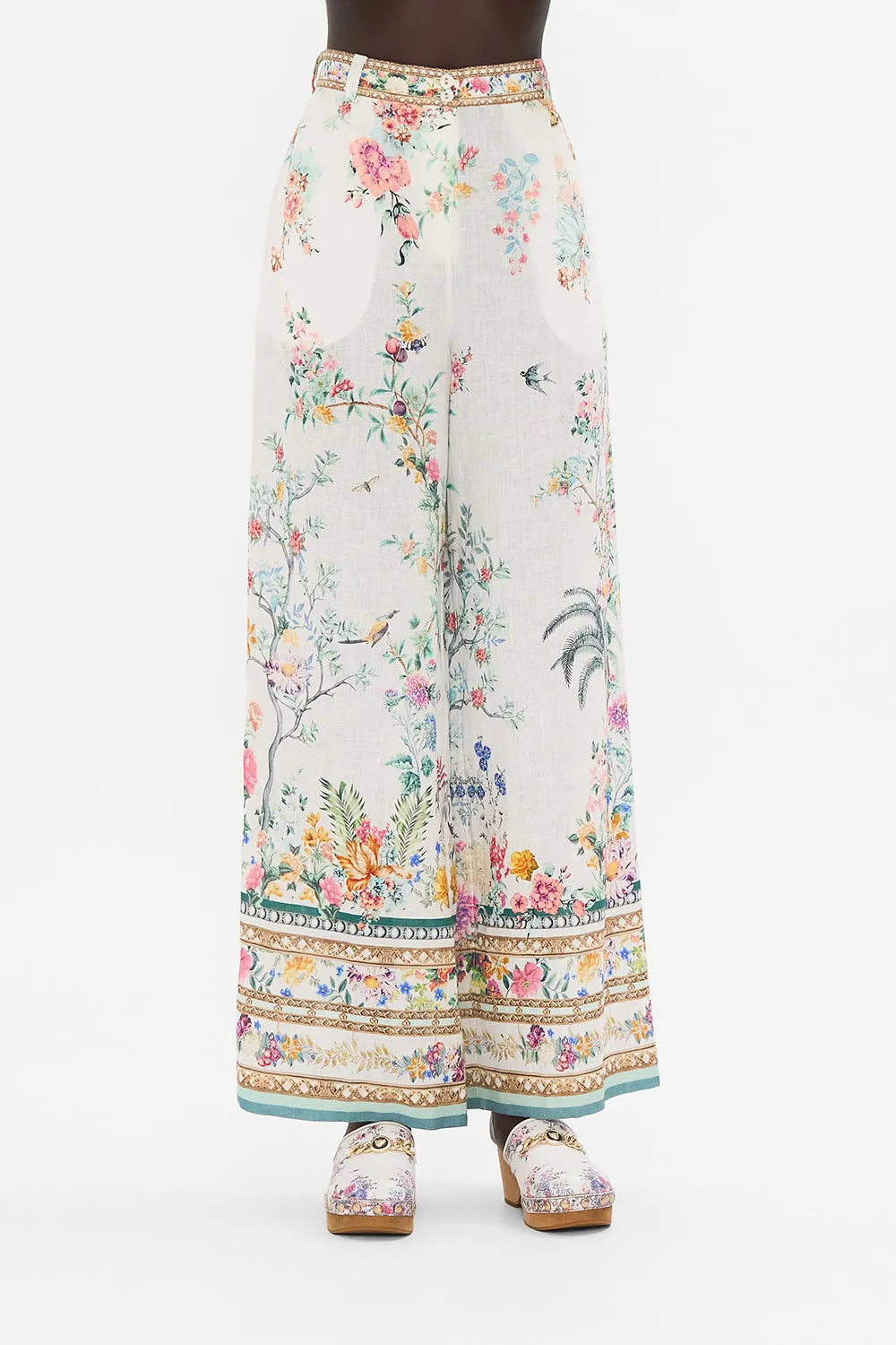WIDE LEG WAISTED PANT PLUMES AND PARTERRES