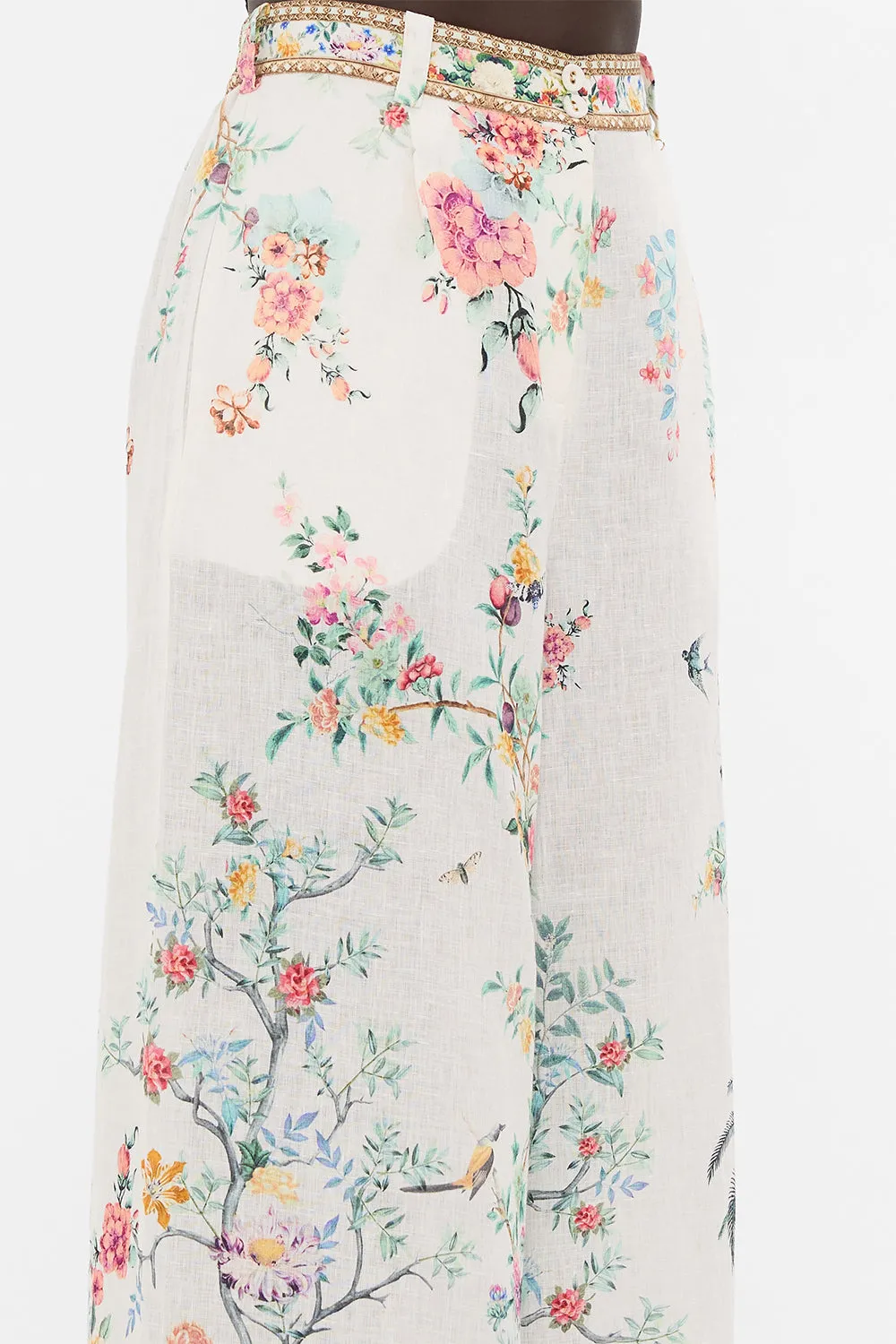 WIDE LEG WAISTED PANT PLUMES AND PARTERRES