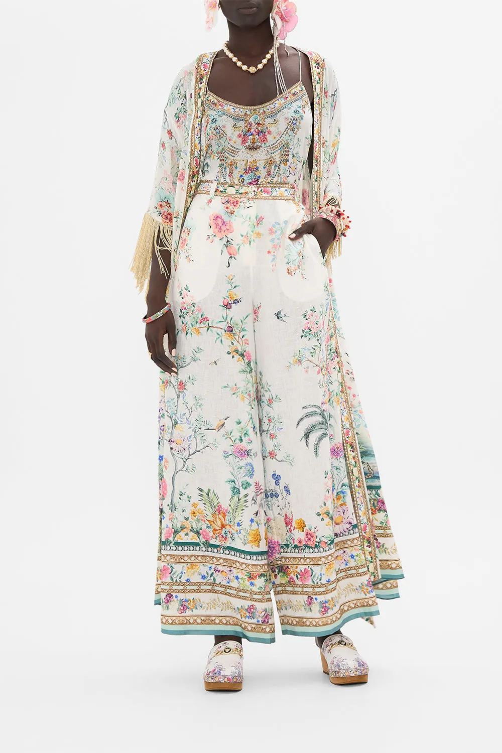WIDE LEG WAISTED PANT PLUMES AND PARTERRES