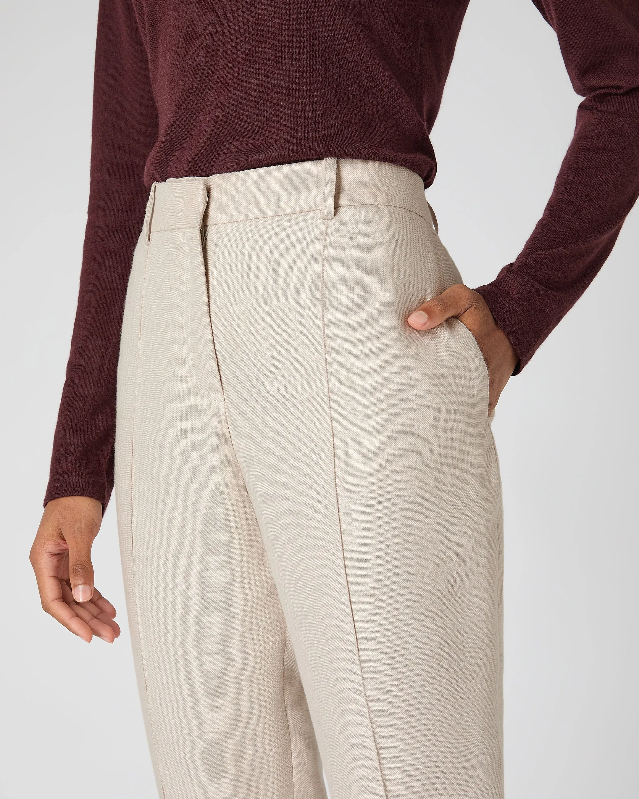 Women's Harper Crop Linen Pants Oat Brown